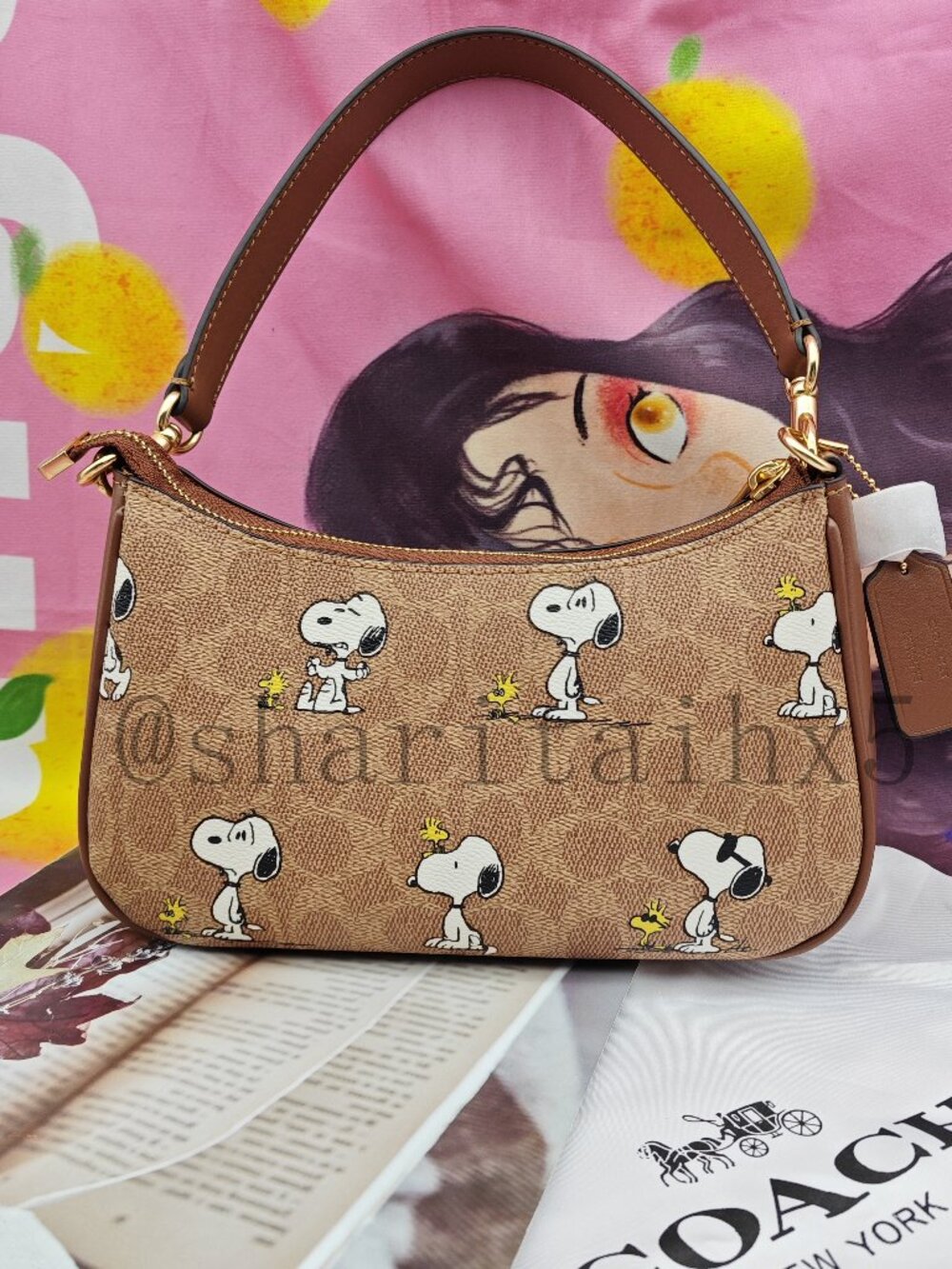 ✨✨Coach X Teri Shoulder Bag In Signature Canvas With Snoopy